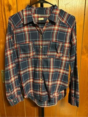 Hollister Men's S Regular Cotton Flannel Plaid Long Sleeve Button-Up Pockets